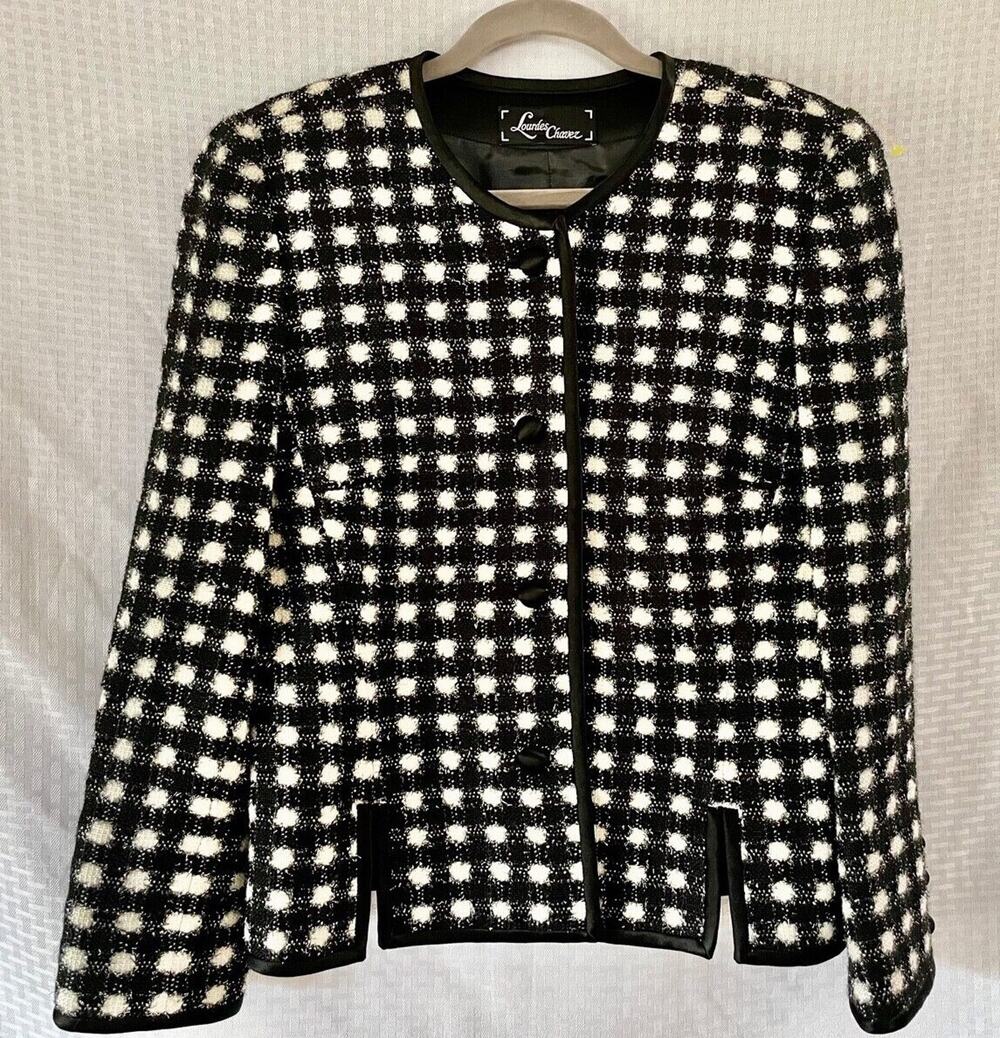 Lourdes Chavez Haute Couture 100% Pure Wool Tweed Blazer - Jacket S/M